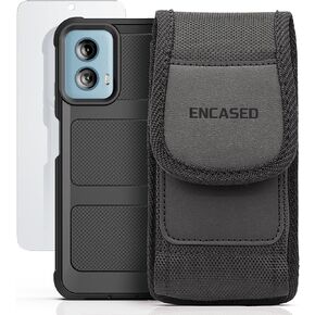 Encased Belt Case Set for Moto G 5G 2024 Case with Tempered Glass Screen Protector and Phone Clip Pouch Holster (3-in-1 Set)