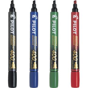 Pilot Premium 400 Permanent Marker, Broad Chisel Tip, Assorted Colors, Pack of 4