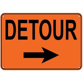 New Metal Sign Aluminum Sign Right Arrow Detour Traffic Sign Room Plaque Sign for Outdoor & Indoor 8"x12"