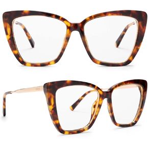 DIFF Becky IV Cat Eye Designer Oversized Sunglasses for Women UV400 Protection, Tortoise Trendy Colors