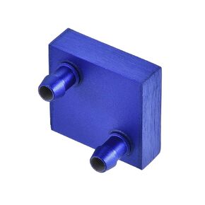 DMiotech 1 Pack 40 x 40 x 12mm Aluminum Water Block Computer Cooling Polished Radiator Blue with Spout for PC Cooler
