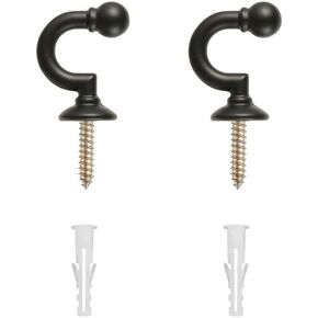 Curtain Tie-Backs Hooks,Tassel Hooks,Window Drapery Tieback Hooks, Clothes, Coat, Hat and Towel Hooks, 2 PCS, Wall Mounted，Black