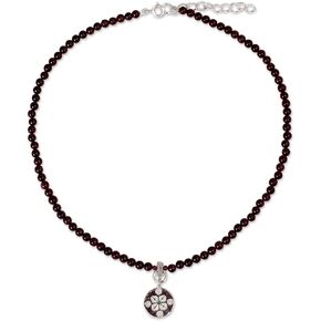 NOVICA Artisan Handmade Garnet Pendant Necklace .925 Sterling Silver Choker Red Beaded Thailand Sangria Birthstone 'Lucky Charm'