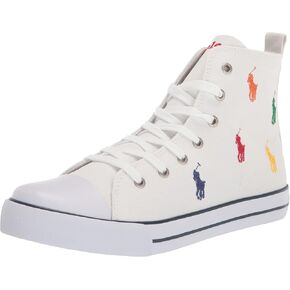 POLO RALPH LAUREN Unisex-Child Hamptyn Hi Ii White Mlt RPT Pp Sneaker