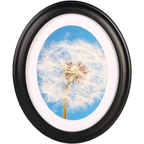 Garneck 10 Inch Photo Frame, Classic Wooden Oval Shape Picture Frame Wall Hanging Decoration for Living Room Bedroom-Send Seamless Nail and S Nail (Black)