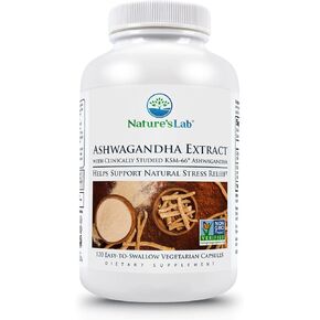 Nature's Lab Ashwagandha Extract - KSM 66 5% Withanolides - 120 Ct (60 Day Supply)