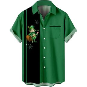Hawaiian Bowling Shirts for Men Short Sleeve Printed Regular Fit Summer Beach Casual Button Down Aloha Shirts in Saudi Arabia