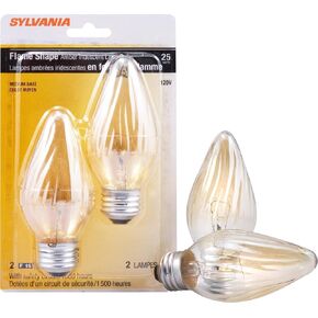 SYLVANIA F15 Décor Incandescent Light Bulb, 25W, Amber Iridescent Finish, Medium Base, 120V, 2 piece per pack (Pack of 2)
