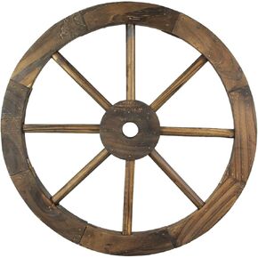 DeLeon Collections 16 Inch Diameter Wooden Wagon Wheel Decorative Wall Hanging, Brown, One Size