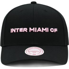 قبعة Mitchell & Ness Inter Miami CF MLS منخفضة المظهر منحنية مسبقًا - أسود/وردي فاتح in Saudi Arabia