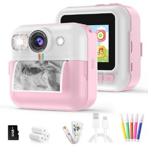 Kids Camera Instant Print, Christmas Birthday Gifts for Girls Age 3-10, Toy for 3 4 5 6 7 8 9 10 Year Old Girls with 3 Roller Photo Paper (White)