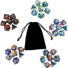35PCS Polyhedral Sided Dice Set Bag for Dungeons Dragons DND Role Playing RPG Game, Magic The Gathering MTG Gaming, Resin Unique Blue Blood Red Green, Festive Cyber Christmas Themes, Bulk Party Decor