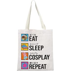 Anime Cosplayers Gifts Cosplay Lover Tote Bag Figure Roleplay Hobby Shopping Bag Eat Sleep Cosplay Repeat