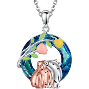 YAFEINI Animal Lovers Gifts Necklace Sterling Silver Cow/Capybara/Llama/Owl/Highland Cow Necklace Animal Jewelry Christmas Gifts for Women Girls