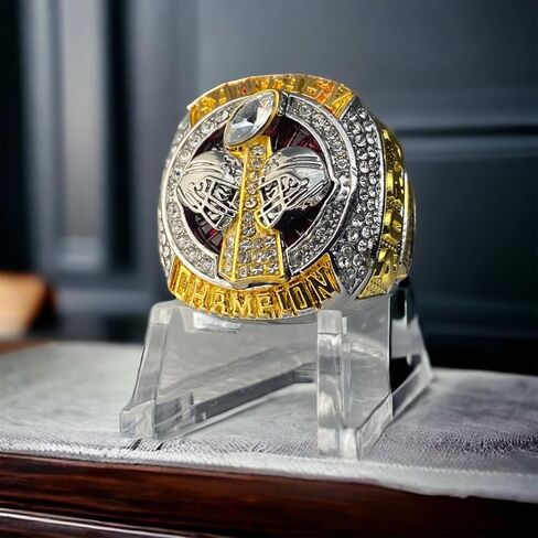 2023 Fantasy Football Championship Ring | Premium Silver and Gold Tone Award Trophy for FFL Champion | Stand included in Saudi Arabia