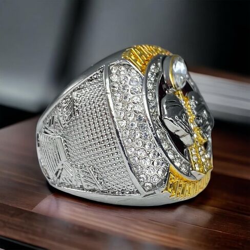 2023 Fantasy Football Championship Ring | Premium Silver and Gold Tone Award Trophy for FFL Champion | Stand included in Saudi Arabia