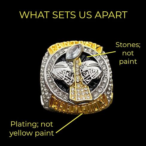 2023 Fantasy Football Championship Ring | Premium Silver and Gold Tone Award Trophy for FFL Champion | Stand included in Saudi Arabia