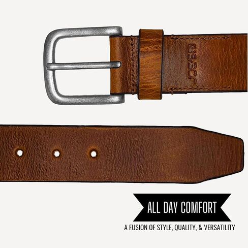 Joe's Jean Mens 38mm Full Grain Genuine Leather Belt, Vintage Style Antique Silver Buckle in Saudi Arabia
