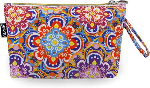 Makeup Bag Small Cosmetic Bag for Purse Travel Mini Make up Bags for Women Zipper Compact Makeup Pouch White Flower in Kuwait