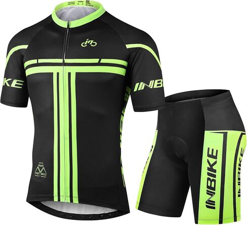 INBIKE Cycling Jersey Mens Set Reflective Breathable Biking Outfit Quick-Dry Bib Bicycle Jersey with 3D Padded Shorts in Saudi Arabia