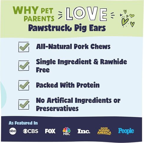 Pawstruck Natural Monster Pig Ears for Dogs - Premium Slow Roasted Puffed Pork Chew Treats for Large & Medium Breeds - Single Ingredient 100% Digestible Rawhide Free - 4 Count - Packaging May Vary in Kuwait