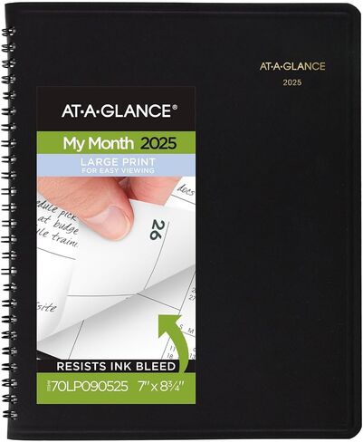 AT-A-GLANCE 2024 Monthly Planner, 7" x 8-3/4", Medium, Large Print, Black (70LP090524) in Saudi Arabia