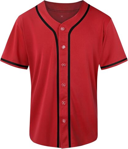 Holnkme Blank Plain Baseball Jersey for Men Women, Baseball Shirt Hipster Hip Hop, Short Sleeve Button Down Sports Uniforms in Kuwait