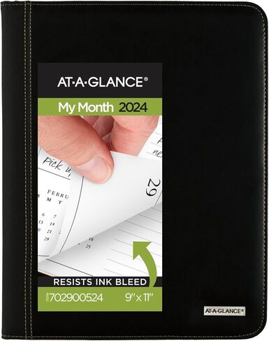 2024-2025 AT-A-GLANCE® Executive 13-Month Monthly Padfolio, 9" x 11", Black, January 2024 To January 2025, 7029005 in Saudi Arabia