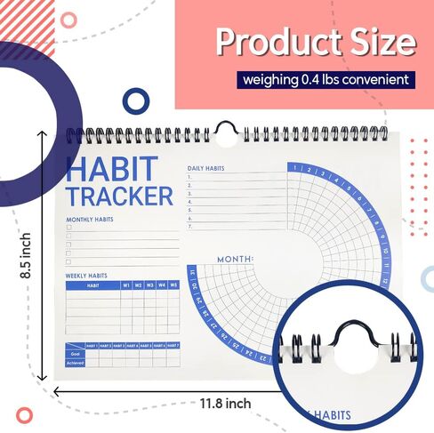 Habit Tracker Journal 2021 Goal Planner - Track Progress and Reach Goals with Spiral Binding, Weekly Monthly Kraft Large Calendar & Notepad - 12+1 Month Undated, 8.5 x 11.8 inch in Saudi Arabia