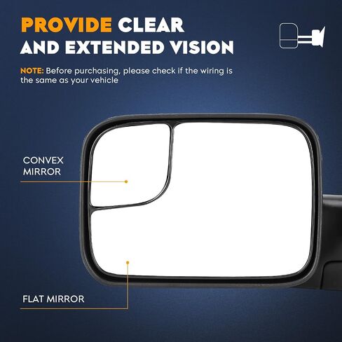 Towing Mirrors for Dodge Ram 1500 1994-2001, 2500 3500 94-2002 Manual Folding Fliping Up, w/o Heated (1 Pair) in Saudi Arabia
