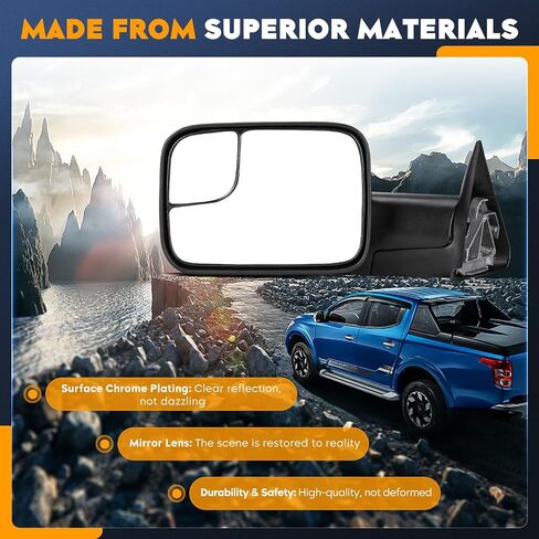 Towing Mirrors for Dodge Ram 1500 1994-2001, 2500 3500 94-2002 Manual Folding Fliping Up, w/o Heated (1 Pair) in Saudi Arabia