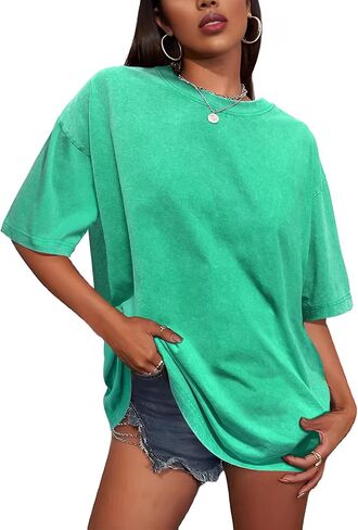 Oversized T Shirts for Women Vintage Baggy Grunge Tshirts Short Sleeve Wash Cotton Tees Y2K Tops Trendy in Saudi Arabia