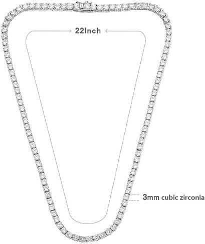 MDFUN Tennis Necklace Chain for Women and Men 18K White Gold Plated 3.0mm Cubic Zirconia Round Cut 16-24 inches in Saudi Arabia