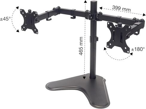 MANHATTAN Universal Dual Monitor Stand with Double-Link Swing Arms Holds Two 13" to 32" LCD Monitors up to 8 Kg (17 Lbs.), Black in Saudi Arabia