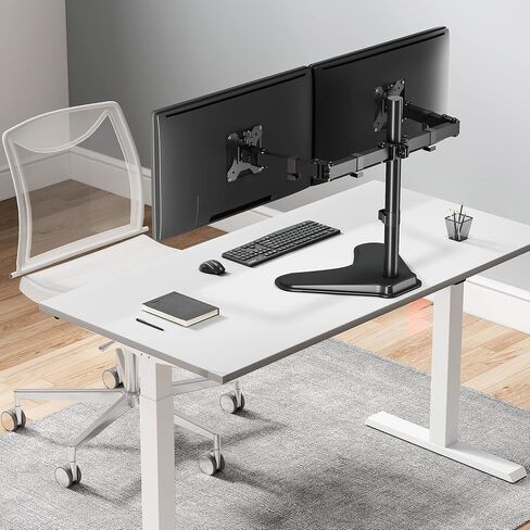 MANHATTAN Universal Dual Monitor Stand with Double-Link Swing Arms Holds Two 13" to 32" LCD Monitors up to 8 Kg (17 Lbs.), Black in Saudi Arabia