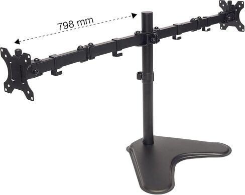 MANHATTAN Universal Dual Monitor Stand with Double-Link Swing Arms Holds Two 13" to 32" LCD Monitors up to 8 Kg (17 Lbs.), Black in Saudi Arabia