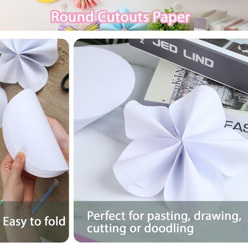 MCPINKY 500 Sheets Round Cutouts Paper, 6" Construction Paper Circles White Origami Craft Paper for Kids Arts Crafts School Party Supplies in Saudi Arabia