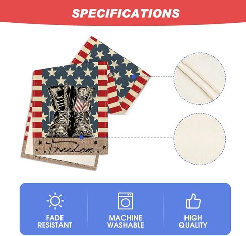 Artoid Mode Stripes Stars Boots Freedom 4th of July Patriotic Memorial Day Table Runner, Independence Day Holiday Kitchen Dining Table Decor for Indoor Outdoor Home Party Decoration 13 x 72 Inch in Saudi Arabia