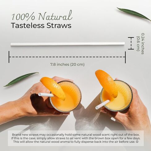 Biodegradable Bamboo Fiber Straws | 150 Count, 100% Compostable, Plastic-Free, Eco-Friendly Drinking Straws | 7.8'' Plant Fiber Disposable Straws, White Straws | Durable for Hot & Cold Drinks in Saudi Arabia