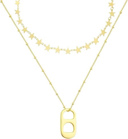 YANCHUN Soda Tab Necklace for Women Gold Layered Necklaces Trendy Soda Can Caps Necklace Paperclip Chain Necklace Outer Banks Jewelry Gift for Girls in Saudi Arabia