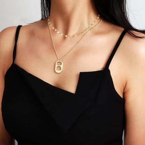 YANCHUN Soda Tab Necklace for Women Gold Layered Necklaces Trendy Soda Can Caps Necklace Paperclip Chain Necklace Outer Banks Jewelry Gift for Girls in Saudi Arabia