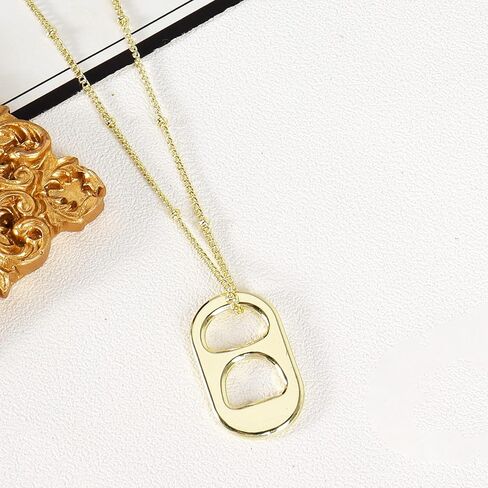 YANCHUN Soda Tab Necklace for Women Gold Layered Necklaces Trendy Soda Can Caps Necklace Paperclip Chain Necklace Outer Banks Jewelry Gift for Girls in Saudi Arabia
