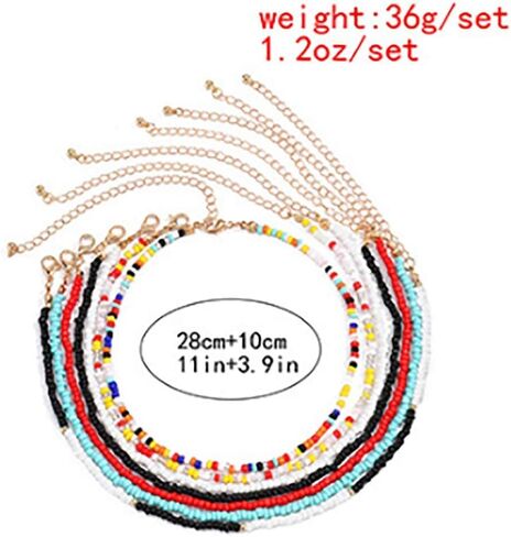 Denifery قوس قزح المختنق قلادة قوس قزح حبة قلادة لطيف قلادة مطرز قلادة الشاطئ قلادة للنساء (نمط 3) in Kuwait