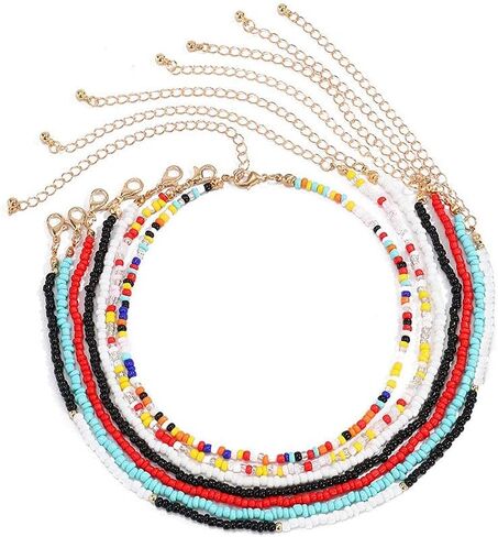 Denifery قوس قزح المختنق قلادة قوس قزح حبة قلادة لطيف قلادة مطرز قلادة الشاطئ قلادة للنساء (نمط 3) in Kuwait