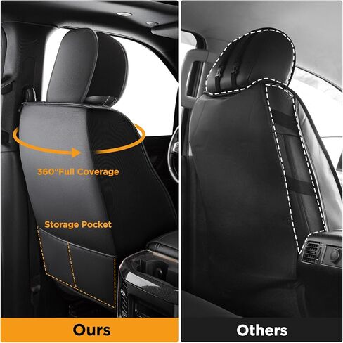 CarQiWireless لأغطية مقاعد دودج رام 2019-2024 مجموعة كاملة من أغطية مقاعد الشاحنات الجلدية ذات التغطية الكاملة تناسب دودج رام 1500 2500 3500 ملحقات 2019 2020 2021 2022 2023 2024 (تناسب فقط المقعد المسطح) in Kuwait