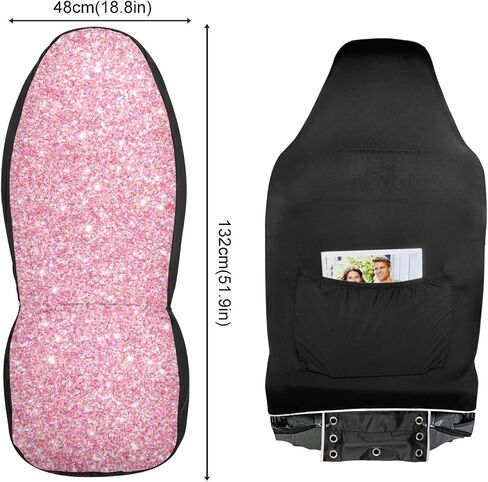 Qilmy Pink Car Seat Covers Universal Non-Slip Car Seat Cover Breathable Stain Resistant Seats Covers for Cars 2PCS in Saudi Arabia