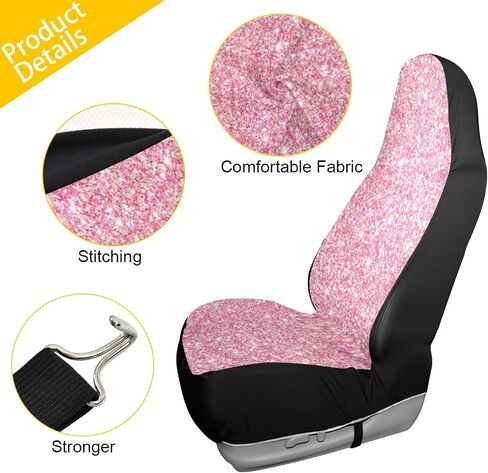 Qilmy Pink Car Seat Covers Universal Non-Slip Car Seat Cover Breathable Stain Resistant Seats Covers for Cars 2PCS in Saudi Arabia