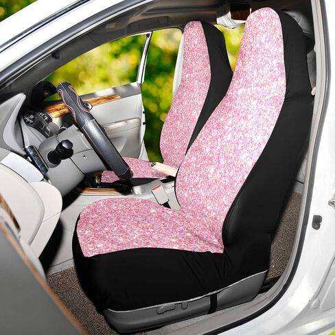 Qilmy Pink Car Seat Covers Universal Non-Slip Car Seat Cover Breathable Stain Resistant Seats Covers for Cars 2PCS in Saudi Arabia