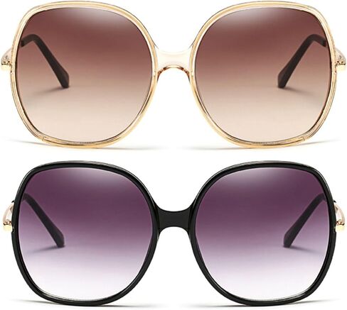 Freckles Mark 70s Super Oversize Square Sunglasses for Women Vintage Rectangular Plastic Frame in Kuwait