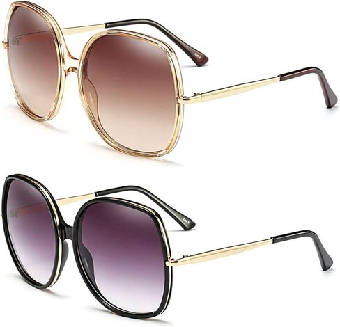 Freckles Mark 70s Super Oversize Square Sunglasses for Women Vintage Rectangular Plastic Frame in Kuwait